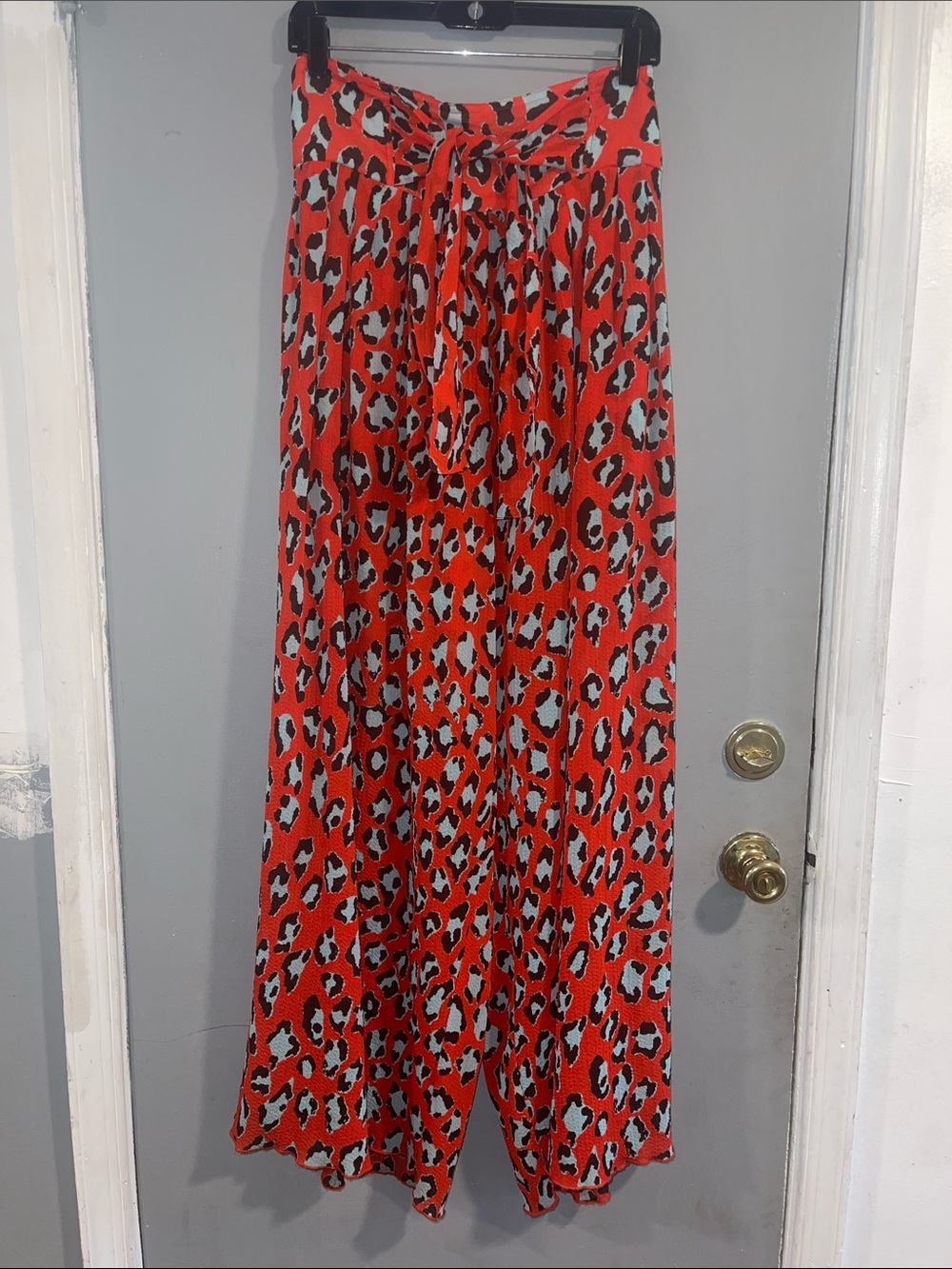 Intimately by Free People Red Leopard-Print Wide Leg Pant Size M